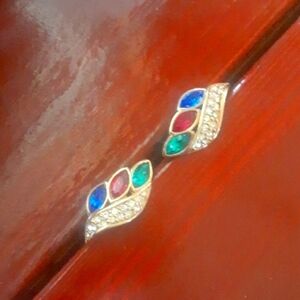 Colorful Gemstone Leaf Earrings